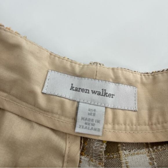 Karen Walker pleat front plaid check cotton shorts cuffed sz 4 - Picture 3 of 7